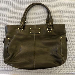 Kate Spade New York Black Leather Shoulder Purse Handbag Medium Tote Bag